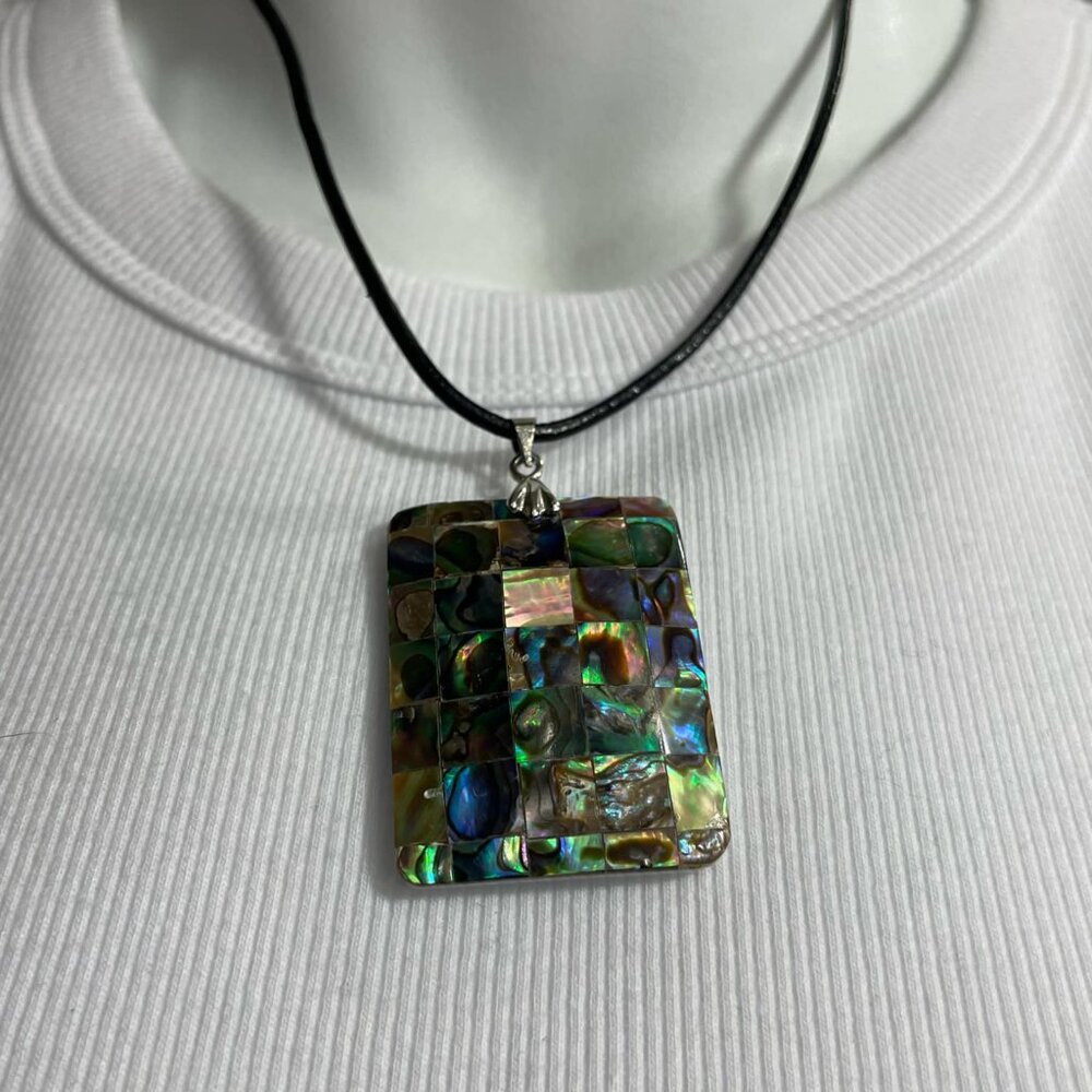 Mosaic Abalone Shell Necklace - Picture 2 of 4
